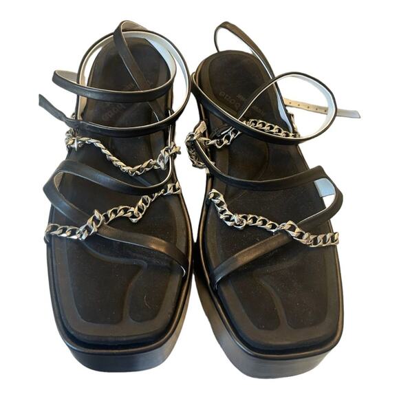 NEW Rag & Bone Logan Strappy Wrap Sandals Leather Chain Link Black Size 39 - Picture 9 of 14